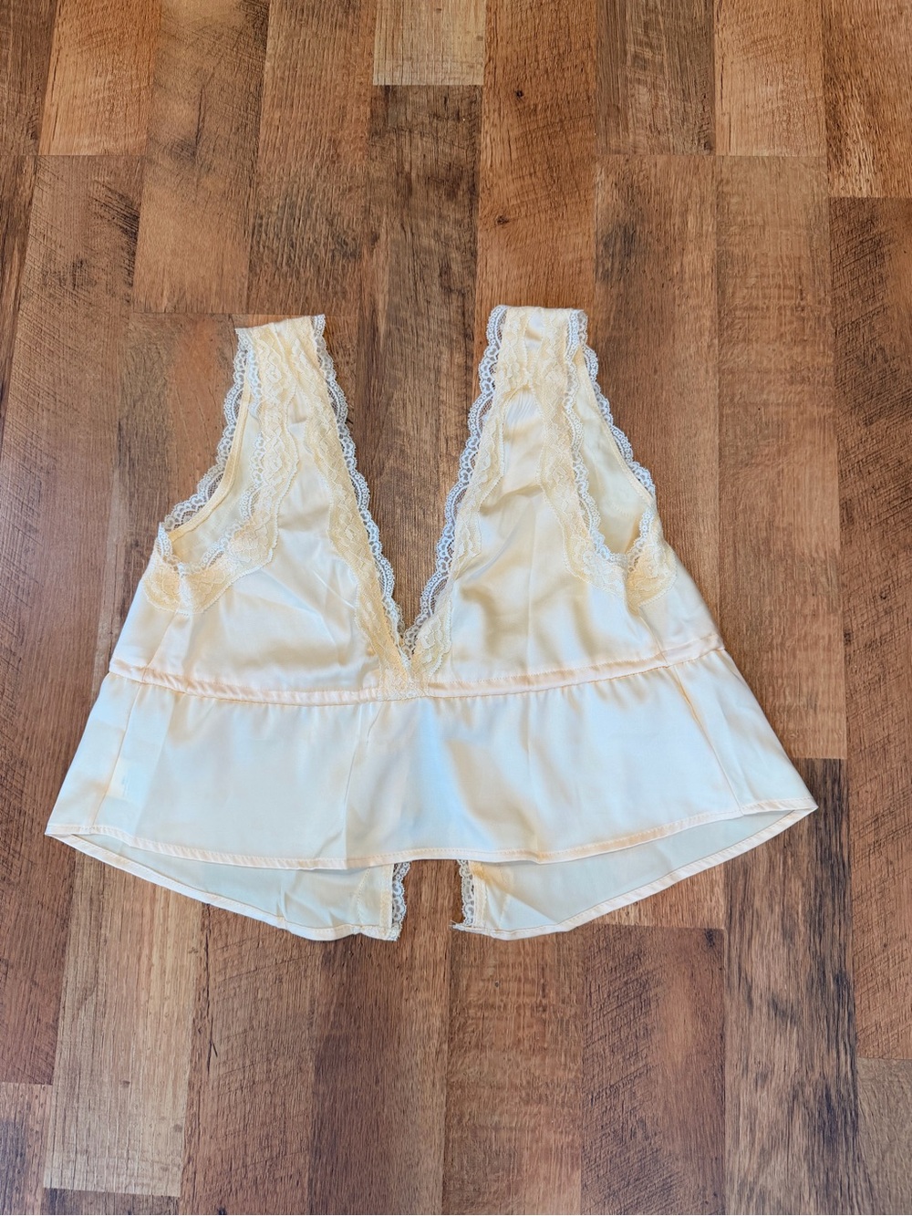 Butter Yellow Lace Trim V-Neck Camisole Top
